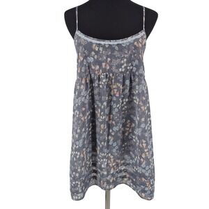 Victorias Secret Angels Blue Floral Babydoll Top Lace Trim Sheer Chiffon Small